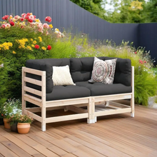 Lade das Bild in den Galerie-Viewer, 2-teiliges Outdoor-Sofaset aus Kiefernholz – Robuste Eleganz für Ihren Garten