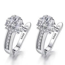 Lade das Bild in den Galerie-Viewer, Elegante 925 Sterling Silber Ohrringe mit Zirkon-Kristall – Charmanter Blumenschmuck für Frauen