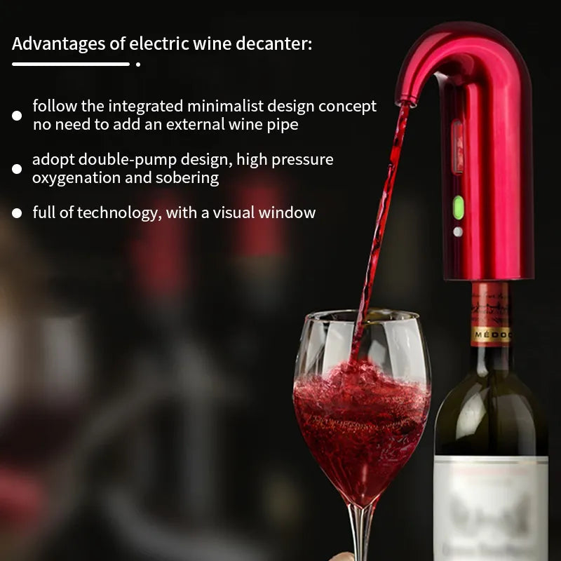 SMART Weinspender - Elektrischer Weinbelüfter, schnelles Belüften, Weindekanter, Spenderpumpe, automatischer USB-wiederaufladbarer Weinausgießer