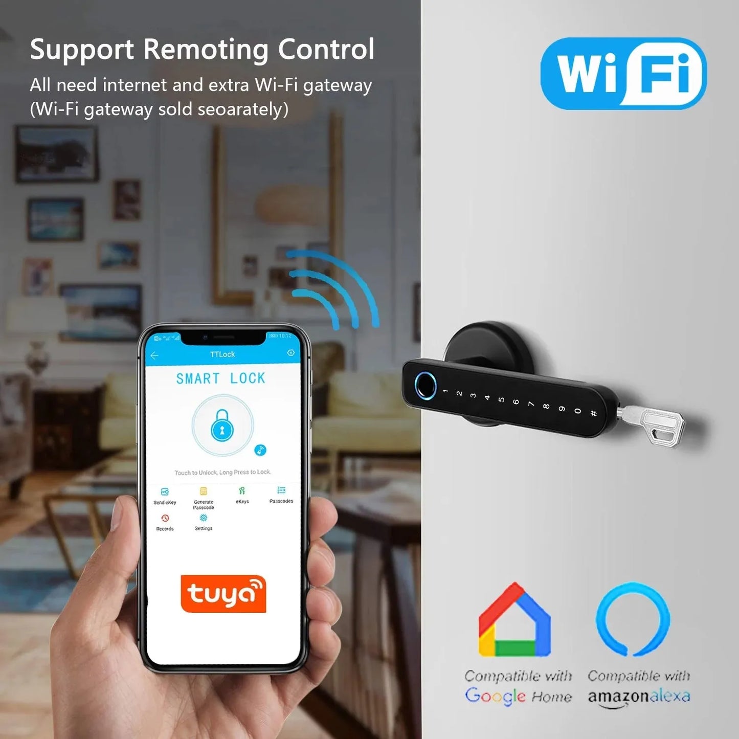 Intelligenter Fingerabdruck-Türschlossgriff für Zuhause, Haus, Wohnung mit Schlüsselkarte, digitales Türschloss, Tastatur, schlüsselloser Zugang, elektronisches Schloss