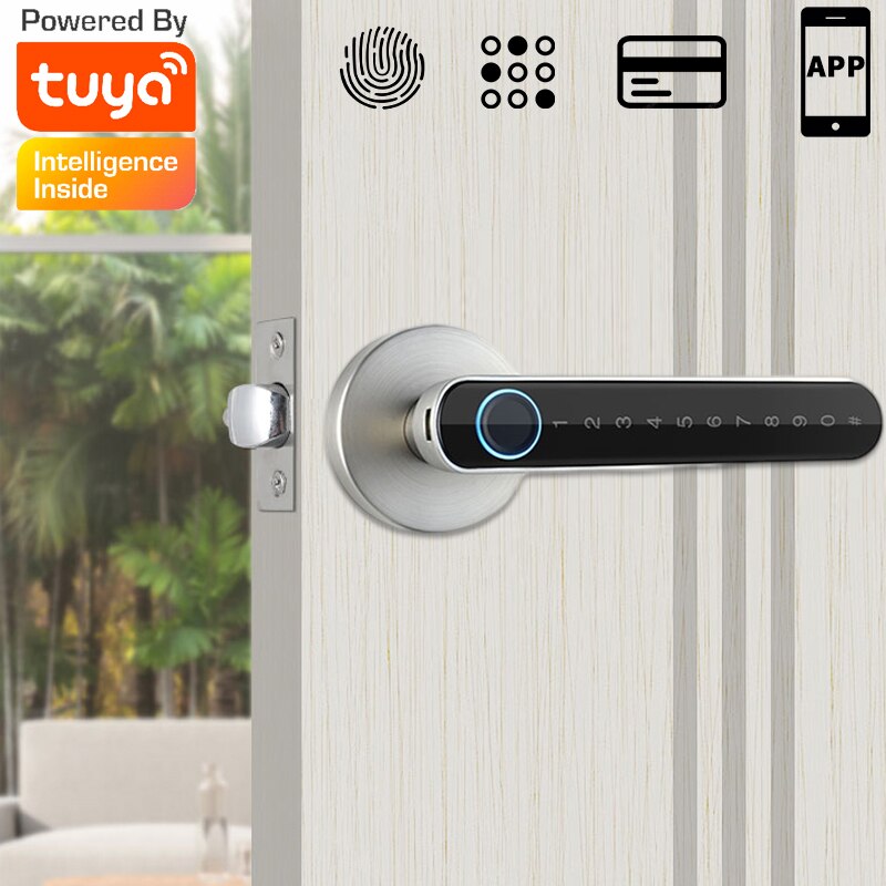 Intelligenter Fingerabdruck-Türschlossgriff für Zuhause, Haus, Wohnung mit Schlüsselkarte, digitales Türschloss, Tastatur, schlüsselloser Zugang, elektronisches Schloss
