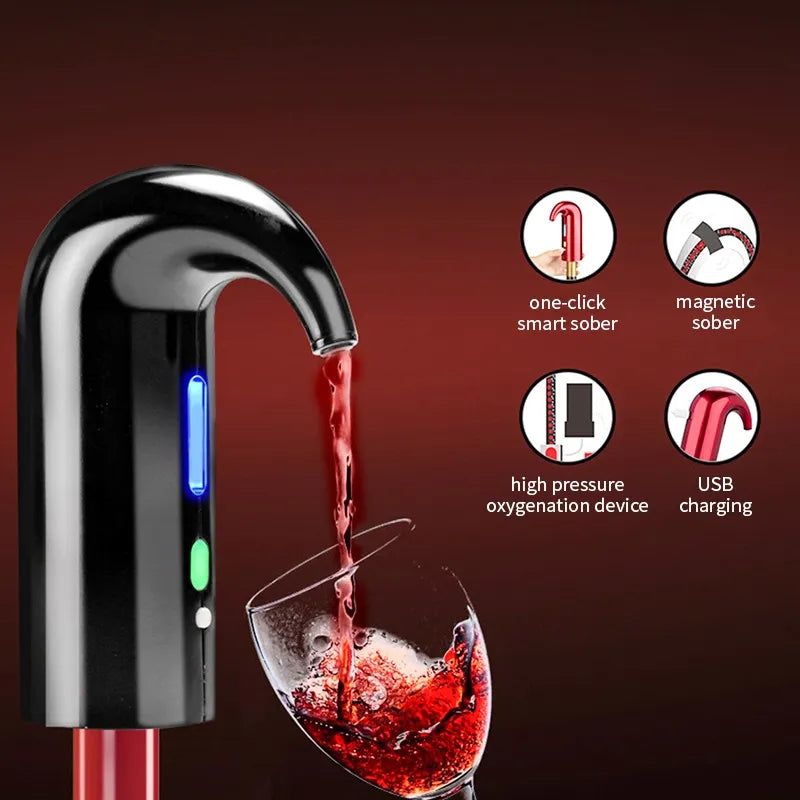 SMART Weinspender - Elektrischer Weinbelüfter, schnelles Belüften, Weindekanter, Spenderpumpe, automatischer USB-wiederaufladbarer Weinausgießer