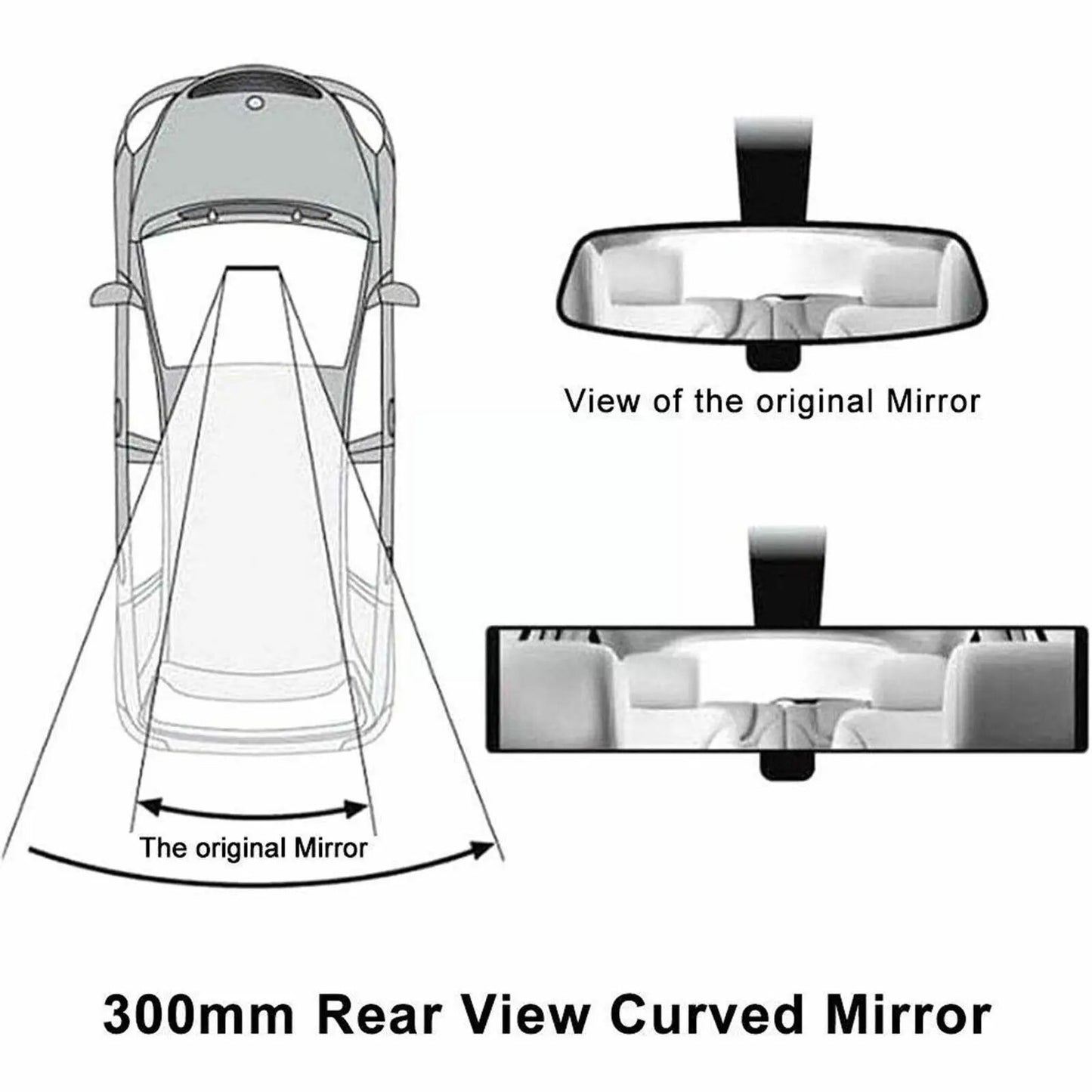 Weitwinkel Autospiegel Gebogene Innen Rückspiegel Panorama Innen Anti-Glare Clip Rückspiegel Spiegel Rück Klar R4A9