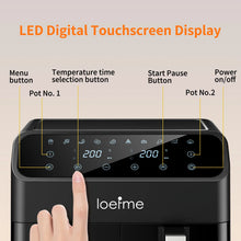 Lade das Bild in den Galerie-Viewer, Hochleistungs-Heißluftfritteuse 8 Liter – Doppelkammer für maximale Vielseitigkeit