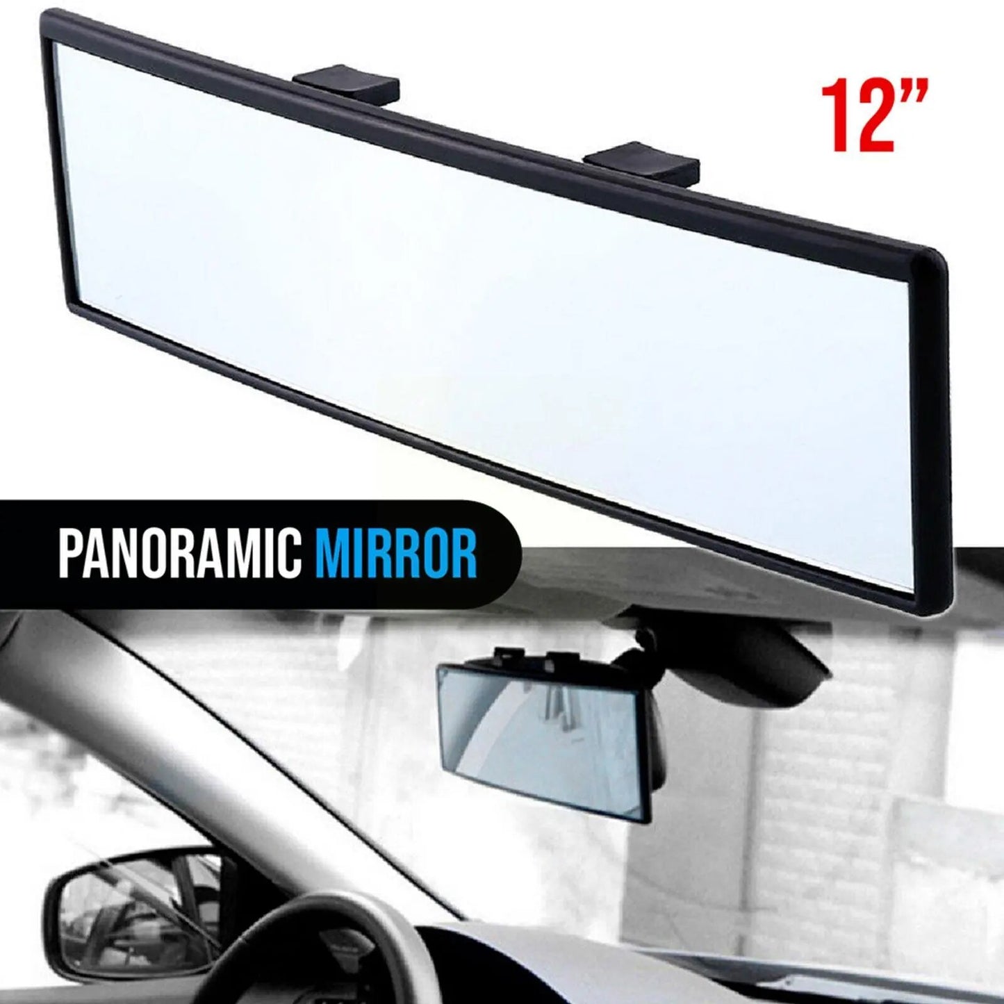 Weitwinkel Autospiegel Gebogene Innen Rückspiegel Panorama Innen Anti-Glare Clip Rückspiegel Spiegel Rück Klar R4A9