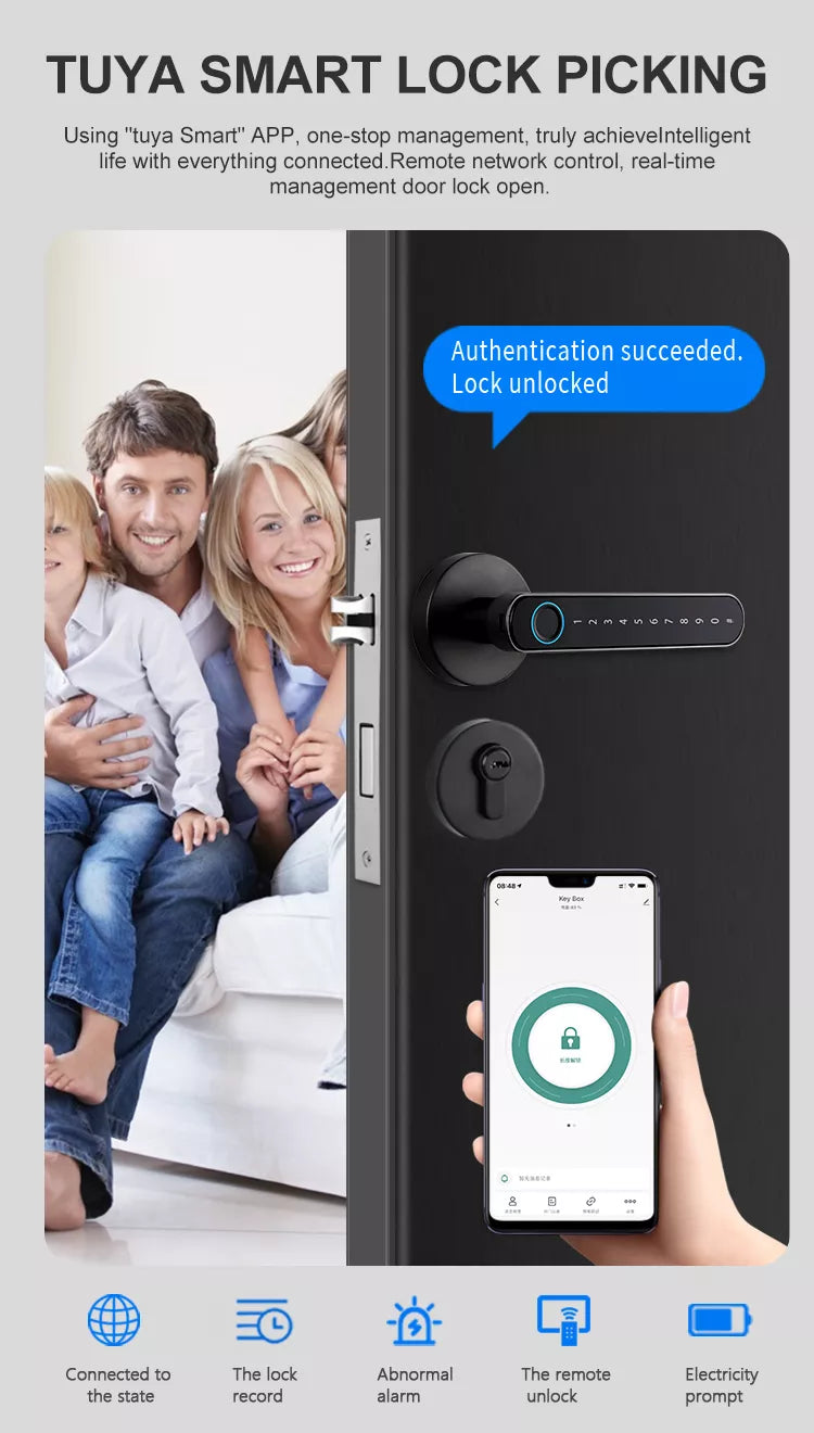 Intelligenter Fingerabdruck-Türschlossgriff für Zuhause, Haus, Wohnung mit Schlüsselkarte, digitales Türschloss, Tastatur, schlüsselloser Zugang, elektronisches Schloss