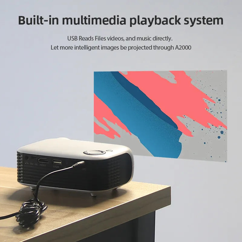 A2000 MINI Projektor Heimkino Theater Tragbare 3D LED Video Projektoren Spiel Laser Beamer 4K 1080P Über HD Port Smart TV BOX