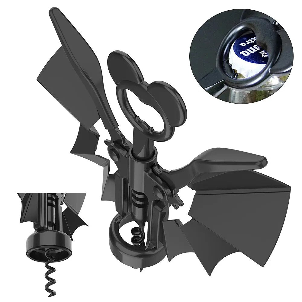 Weinflaschenöffner mit doppeltem Verwendungszweck, Bierflaschenöffner, Nachtfledermaus-Flaschenöffner, 2-in-1-Flaschenöffner aus kreativer Zinklegierung