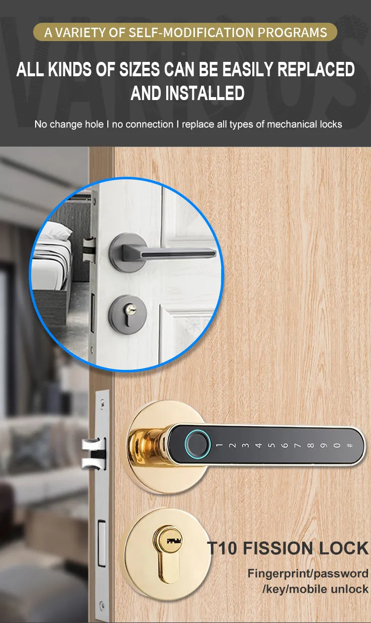 Intelligenter Fingerabdruck-Türschlossgriff für Zuhause, Haus, Wohnung mit Schlüsselkarte, digitales Türschloss, Tastatur, schlüsselloser Zugang, elektronisches Schloss