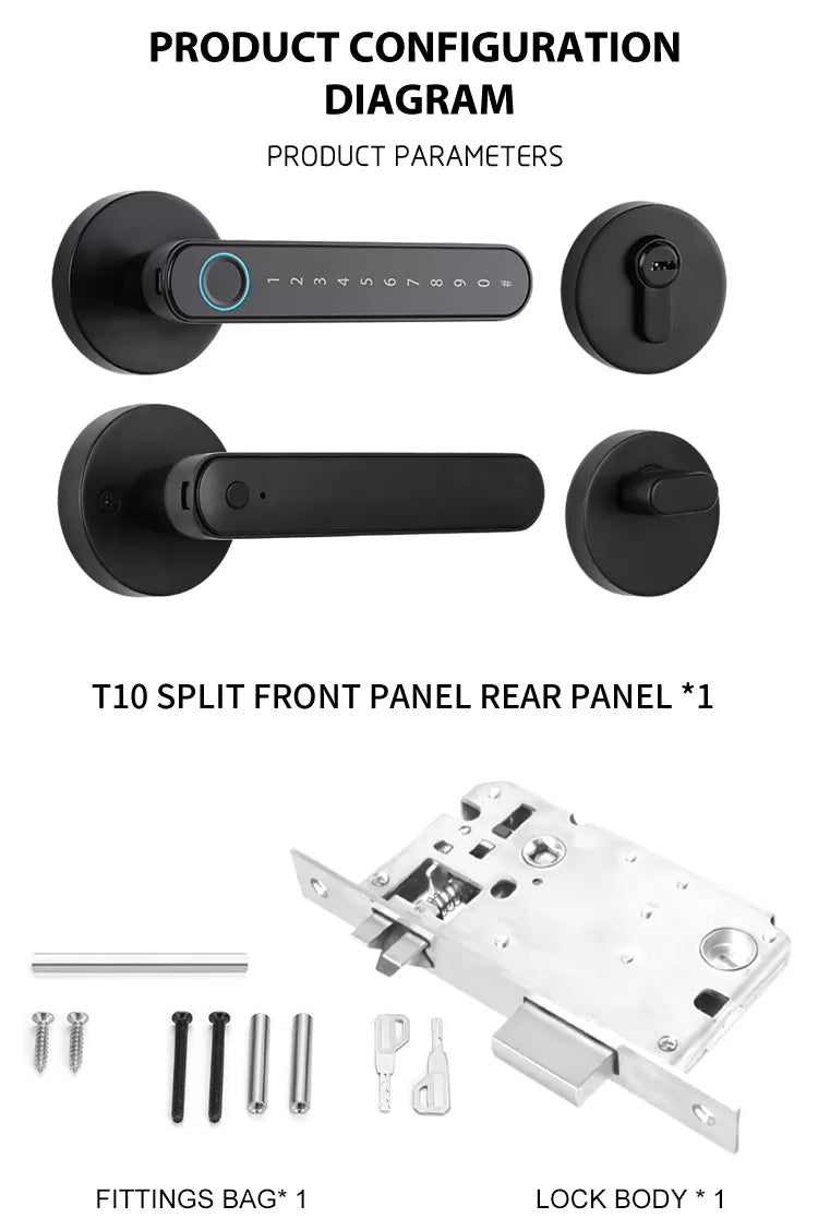 Intelligenter Fingerabdruck-Türschlossgriff für Zuhause, Haus, Wohnung mit Schlüsselkarte, digitales Türschloss, Tastatur, schlüsselloser Zugang, elektronisches Schloss