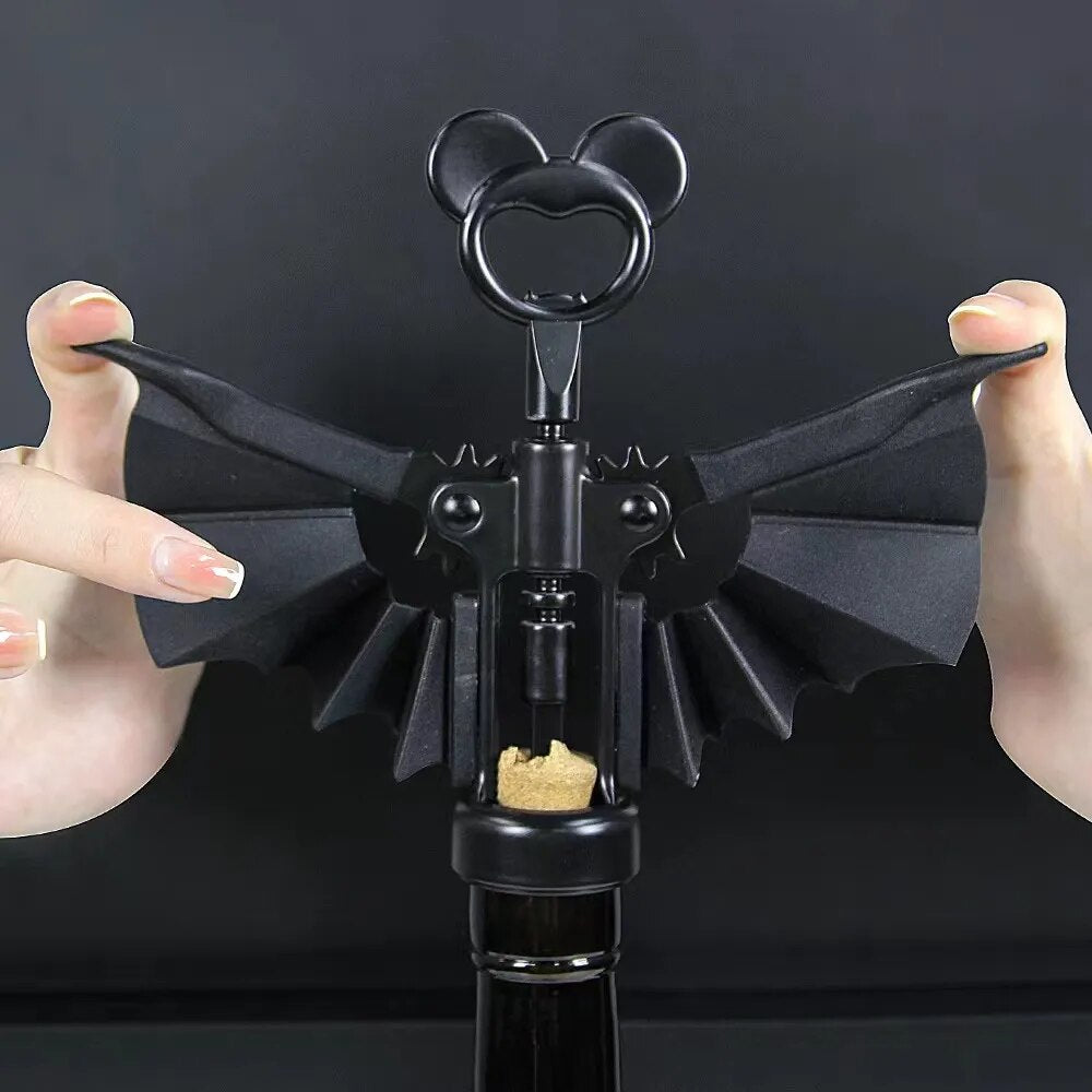 Weinflaschenöffner mit doppeltem Verwendungszweck, Bierflaschenöffner, Nachtfledermaus-Flaschenöffner, 2-in-1-Flaschenöffner aus kreativer Zinklegierung