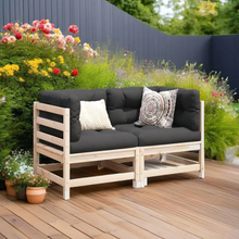 Lade das Bild in den Galerie-Viewer, 2-teiliges Outdoor-Sofaset aus Kiefernholz – Robuste Eleganz für Ihren Garten
