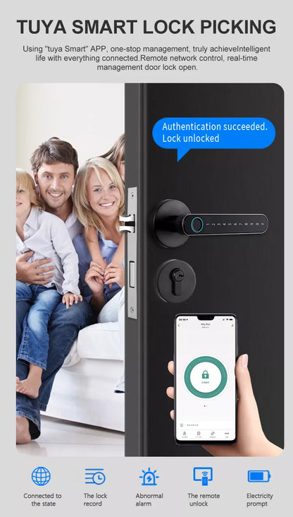 Intelligenter Fingerabdruck-Türschlossgriff für Zuhause, Haus, Wohnung mit Schlüsselkarte, digitales Türschloss, Tastatur, schlüsselloser Zugang, elektronisches Schloss