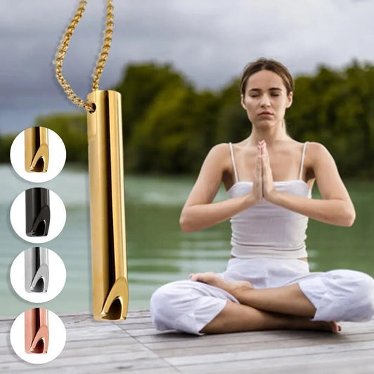Edelstahl Atem-Halskette für Frauen und Männer zur Angst- und Stressbeseitigung und Meditation. Rauchentwöhnung.